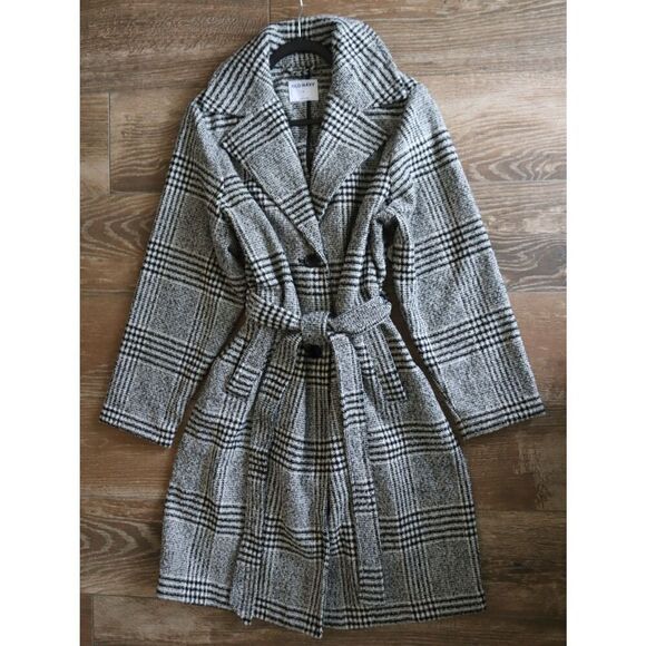 Old Navy 809503-001 Women's Sz XL Black Plaid Belted Overcoat - Picture 12 of 13